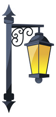 Cartoon outdoor lamp. Old city street light