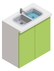 Bathroom sink isometric icon. House interior furniture