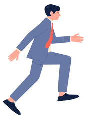 Hurrying businessman. Man running for work meeting