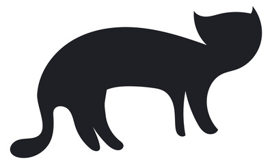 Black cat silhouette. Kitten shape. Pet logo