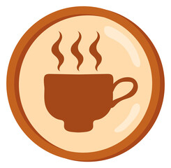 Coffe cup icon. Smoking hot drink round symbol