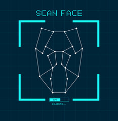 Face recognition. Human Face Scanning. Face ID. Facial recognition. Face scan