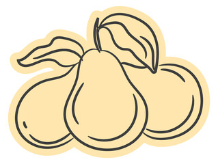 Pear doodle. Color fruit icon. Healthy diet