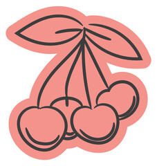 Cherry doodle sticker. Color fresh raw berries