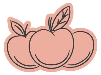 Apples doodle. Natural organic food. Fruit emblem