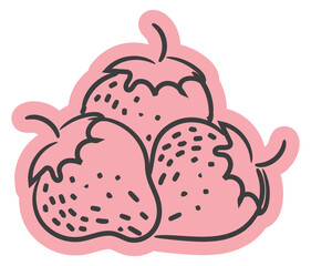 Strawberries doodle. Red sweet ripe berry sketch