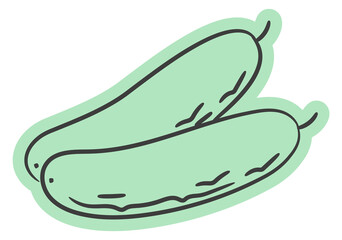 Cucumbers icon. Green cooking ingredient. Raw vegetable