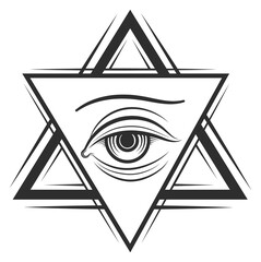 Illuminati symbol. Esoteric eye triangle. Vintage logo