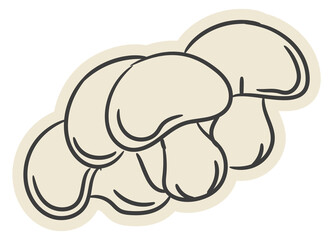 Mushrooms doodle. Cooking ingredient icon. Color champignon