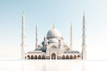 Fototapeta na wymiar Amazing marble white mosque. Mock up 3D design