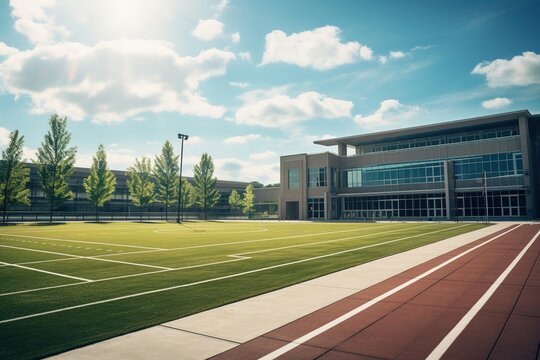University sports campus on a sunny day