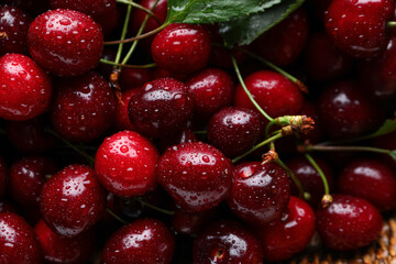 Texture of sweet cherries as background
