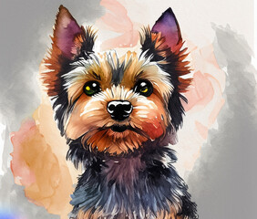 A painting of a cute yorkshire terrier dog generative ai