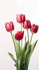 Red tulip flower story background. AI Generated