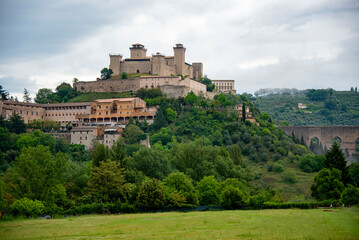 Fortress of Rocca Albornoziana - Spoleto - Italy - obrazy, fototapety, plakaty