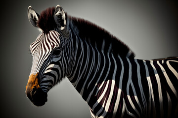 Fototapeta na wymiar A Close Up Of A Zebra With A Black Background