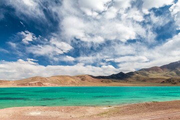 The beautiful lake water in Nyima County Ngari Prefecture Tibet Autonomous Region, China.