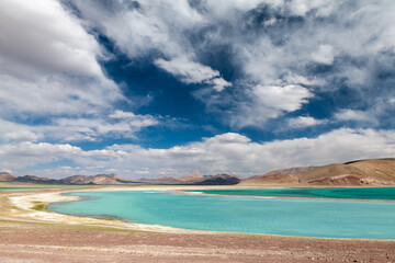 The beautiful lake water in Nyima County Ngari Prefecture Tibet Autonomous Region, China.