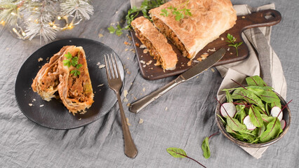 Puff pastry vegetable roll