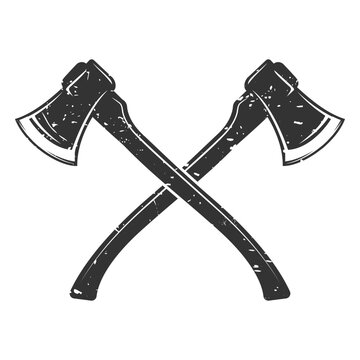 Crossed Axes Illustration Clip Art Design Shape. Axe Object Silhouette Icon Vector.