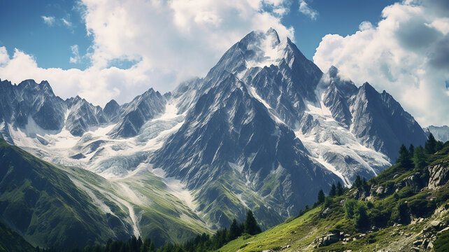 Discovering the Majestic Beauty of Mountain Peaks. Generative Ai