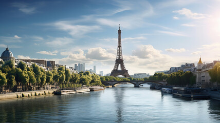 Fototapeta na wymiar Capturing the Iconic Skyline of Paris. Generative Ai