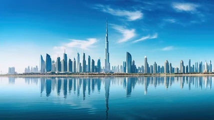 Schilderijen op glas Witnessing the Architectural Marvels of Dubai Skyline. Generative Ai © Putra