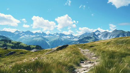 Fototapeta na wymiar Exploring the Breathtaking Beauty of Alpine Landscapes. Generative Ai