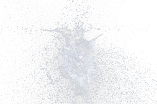 Water balloon explosion splashing in form shape, is power refreshing freshness concept. Waters Balloon explode and droplet spill all around with freeze high speed shot in black background studio