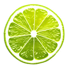Close-up slice lime isolated on transparent background. PNG