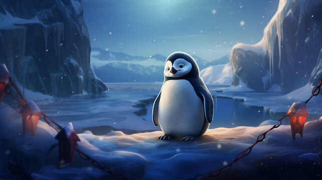 Fundo do pequeno pinguim