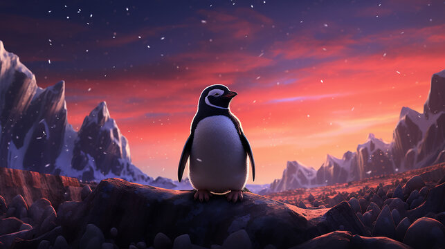 Fundo do pequeno pinguim