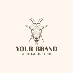 Vintage logo of a goat head illustration