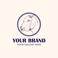 Vintage logo goat head illustration