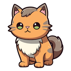 Delightful Feline: 2D Illustration Featuring a Cute Havana Brown Cat