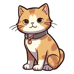 Delightful Feline: 2D Illustration Featuring a Cute Havana Brown Cat