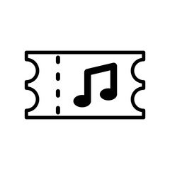 Ticket vector icon, music symbol. Simple, flat design for website or mobile app
