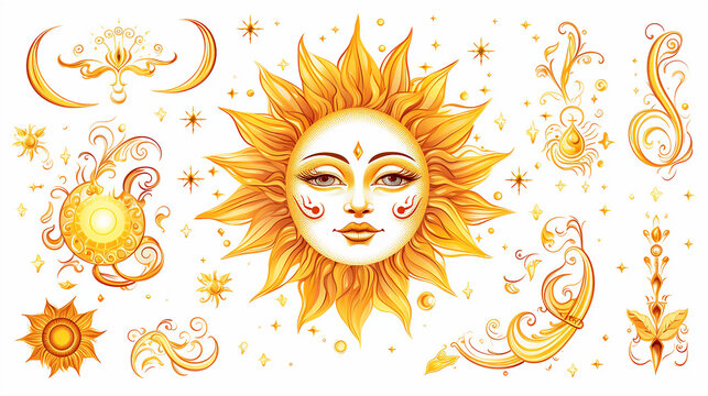 Cartaz abstrato da lua do sol Fundos minimalistas contemporâneos estilo boho moderno. Decoração de parede de meados do século, impressão de arte vetorial