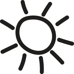 Sun icon black line drawing or doodle logo sunlight symbol weather element vector illustration