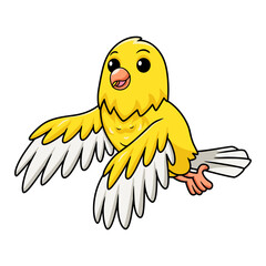 Cute canary bird cartoon flying