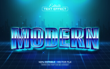 Blue modern retro style text effect editable