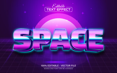 Space retro style text effect editable