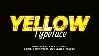 Naklejka na ściany i meble Yellow editable text effect template, glossy yellow futuristic style typeface, premium vector