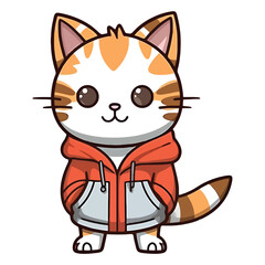 Playful Paws: Captivating 2D Illustration of a Cute Cat Highlander