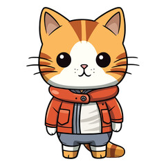 Playful Paws: Captivating 2D Illustration of a Cute Cat Highlander