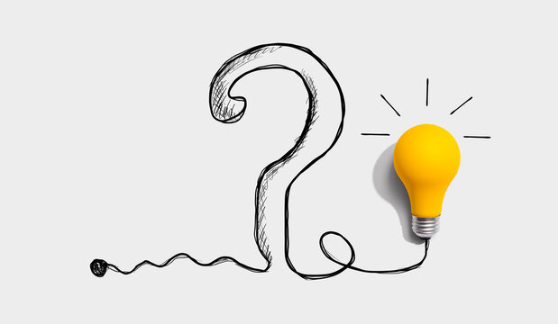 Light bulb and question mark - Flat lay
