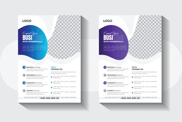 Corporate poster flyer pamphlet brochure, cover design, layout space for photo background, vector template in A4 size