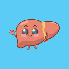 cute happy funny liver cartoon vector icon illustration