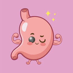 cute stomach strong organ cartoon vector icon illustration