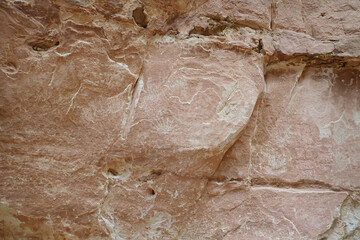 Colorful sandstone rock face with petroglyphs at Capitol Reef National Park, Utah